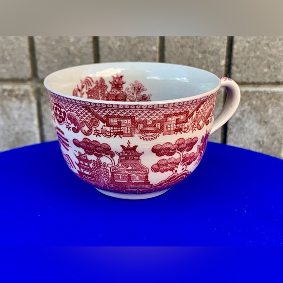 Post WWII Japan Antique Red Willow Chinoiserie Transferware Teacup - Picture 12 of 16